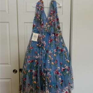 JessaKae Floral Midi Dress in Blue and Multicolor